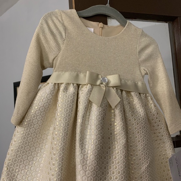 NWT Bonnie Jean Baby Girl Gold Fancy Dress - Size 12 Months - Picture 10 of 10